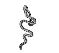 Tata Gisèle Piercing Nombril - Banane Inversée avec Pendentif Serpent en Acier et Nombreux Zircons - 35,3 mm - (Noir/Clair)