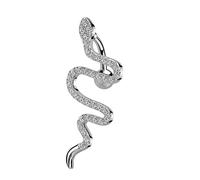 Tata Gisèle Piercing Nombril - Banane Inversée avec Pendentif Serpent en Acier et Nombreux Zircons - 35,3 mm - (Argenté/Clair)