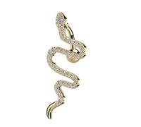 Tata Gisèle Piercing Nombril - Banane Inversée avec Pendentif Serpent en Acier et Nombreux Zircons - 35,3 mm - (Or Doré/Clair)