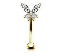 Tata Gisèle Piercing Nombril en Acier Chirurgical 316 L - Papillon en Zircon - Différents Coloris