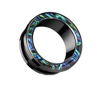 Tata Gisèle Plug Tunnel Ecarteur Oreille en Acier Chirurgical 316L et Ormeau - Tunnel A Vis en Acier Plaqué en Noir et Ormeau - (08)