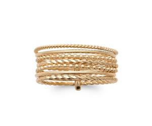 Tata Gisèle Set de 7 Bagues en Plaqué Or 18 carats - 7 Anneaux différents reliés entre eux par un lien - Sachet Velours Offert (68-)