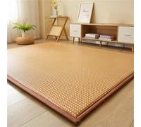 Tatami Japonais Rafraîchissant et Antidérapant, Futon Respirant et 1,5 Cm D'épaisseur, En Rotin Naturel Matelas, Tapis De Couchage D’été pour Salon, Chambre À Coucher, Tapis De Jeu Rampant(Light Brown