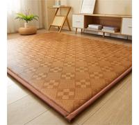 Tatami Japonais Rafraîchissant et Antidérapant, Futon Respirant et 1,5 Cm D'épaisseur, En Rotin Naturel Matelas, Tapis De Couchage D’été pour Salon, Chambre À Coucher, Tapis De Jeu Rampant(Brown D,W 6