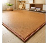 Tatami Japonais Rafraîchissant et Antidérapant, Futon Respirant et 1,5 Cm D'épaisseur, En Rotin Naturel Matelas, Tapis De Couchage D’été pour Salon, Chambre À Coucher, Tapis De Jeu Rampant(Brown A,200