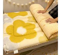 Tatami Mat Matelas de couchage pliable, pour canapé-lit, simple et double, tapis de sol pliable super doux à poils longs, tapis de couchage portable (jaune, 150 x 200 cm)