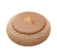 Tatami rotin rond Yoga méditation coussin épaissi Futon paille tissé salon de thé décorations for la maison Coussin rond de méditation(Type8)