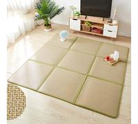 Tatami traditionnel japonais en rotin - Matelas de sol pliable et antidérapant pour salon, salle de jeux, chambre à coucher - 10, 180 x 180 cm (9 pièces/lot)