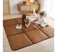 Tatami Traditionnel, Tapis de Couchage Tatami en rotin, Sac Rangement Pliable, antidérapant, Multicolore, Plusieurs Tailles(Brown,65x195cm)