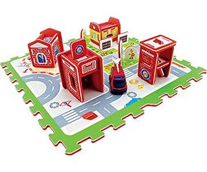 TATAMIZ Station 3D à Monter en Tapis Puzzle-31 pièces-1 Camion de Pompier Inclus-Dès 3 Ans-D'arpèje-TTMZ122, TTMZ122