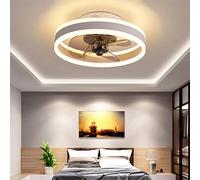 TATANE Reversible Plafonnier Ventilateur Silencieux Telecommande 6 Vitesses Chambre Ventilateur de Plafond Avec Lumiere Moderne Salon Φ40cm 24W Dimmable Led Ventilateur de Plafond,Blanc
