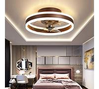 TATANE Reversible Plafonnier Ventilateur Silencieux Telecommande 6 Vitesses Chambre Ventilateur de Plafond Avec Lumiere Moderne Salon Φ40cm 24W Dimmable Led Ventilateur de Plafond,Marron