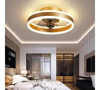 TATANE Reversible Plafonnier Ventilateur Silencieux Telecommande 6 Vitesses Chambre Ventilateur de Plafond Avec Lumiere Moderne Salon Φ40cm 24W Dimmable Led Ventilateur de Plafond,D'or