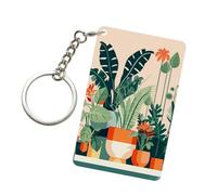 TATAUU Porte-clés rectangulaire en acrylique avec petite plante verte, unisexe, texture transparente, impression haute définition, design personnalisé.
