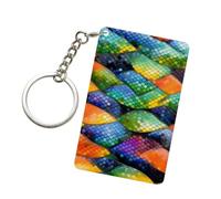 TATAUU Rainbow Fish Scale Porte-clés rectangulaire en acrylique Unisexe Texture transparente Impression haute définition Design personnalisé