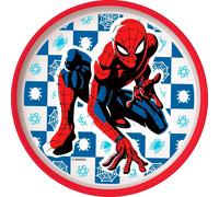Tataway Assiette plate en plastique blanc et rouge Marvel Spiderman Spider-Man pour enfants avec base antidérapante