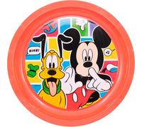 TataWay Assiette plate en plastique Disney Mickey Mouse résistante aux chocs réutilisable Rouge