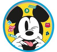 Tataway Assiette plate Disney Mickey Mouse Mickey Mouse blanche et bleu clair pour enfants avec base antidérapante