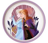 Assiette plate en plastique blanc et lilas Disney Frozen Elsa Anna pour fille avec base antidérapante