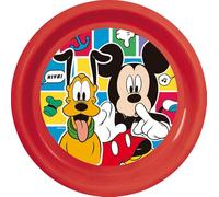 Assiette plate en plastique rouge Disney Mickey Mouse résistante aux chocs accidentels et réutilisable