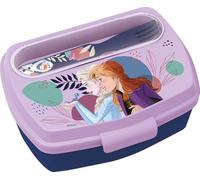 Tataway Boîte à sandwich Disney Blue pour fille en plastique Frozen Elsa Anna et Olaf avec cuillère et fourchette