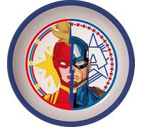 Tataway Bol pour enfant Marvel Avengers Captain America Captain Marvel en plastique bleu et blanc avec base antidérapante