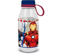 Marvel Gourde Ecozen transparente pour enfants Tritan Avengers Iron Man Hulk Captain America 460 ml avec capuche et poignée en silicone