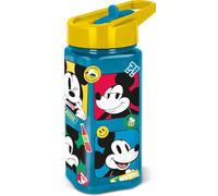STOR Bouteille en plastique Disney Blue pour enfants Mickey Mouse Mickey Mouse 510 ml avec paille qui évite les pertes