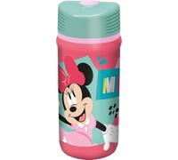 Tataway Bouteille en plastique Disney Minnie Mickey Mouse 390 ml rose et bleu pour fille avec fermeture anti-goutte