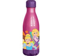 Tataway Bouteille en plastique Disney Pink pour filles Princesses Cendrillon Jasmine Blanche-Neige Belle Ariel 560 ml avec bouchon à vis