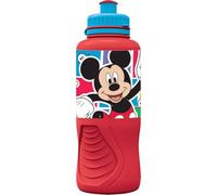 STOR TataWay in viaggio si cresce Disney Gourde rouge pour enfants en plastique Mickey Mouse Mickey Mouse Goofy Donald Duck 400 ml avec fermeture anti-goutte et bande antidérapante