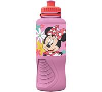 Tataway Bouteille en plastique rose Disney Minnie 400 ml pour fille avec fermeture anti-goutte et bande antidérapante