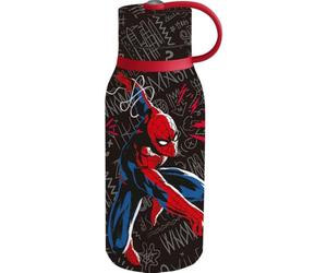 Tataway Bouteille isotherme noire en acier inoxydable Marvel Spiderman 330 ml pour enfants avec bec verseur et bouchon de sécurité