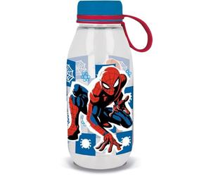 Tataway Bouteille transparente Marvel Ecozen pour enfants en Tritan Spiderman Spider-Man 460 ml avec bouchon et poignée en silicone