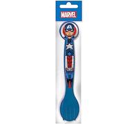 Ensemble de 2 couverts bleus Marvel pour enfants en plastique, fourchette et cuillère Avengers Captain America