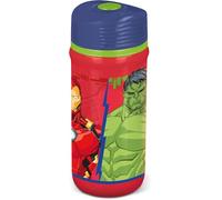Marvel Gourde rouge et bleue en plastique pour enfants Avengers Hulk Iron Man 390 ml avec bouchon anti-goutte