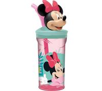 Tataway Gobelet en plastique rose Disney Minnie 360 ml pour fille avec paille et figurine 3D du personnage