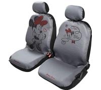 TataWay - Housses de siège Auto universelles, Compatibles avec airbags, Appuie-têtes séparés, Motif Mickey/Minnie brodé, Lot de 2, Gris, Polyester