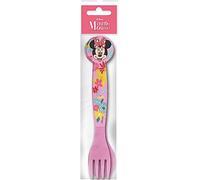Tataway Lot de 2 couverts Disney en plastique rose pour filles, fourchette et cuillère Minnie Mouse