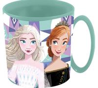 Tataway Mug en plastique bleu Disney Frozen Elsa et Anna 350 ml adapté au micro-ondes pour filles