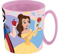 Tataway Mug en plastique rose Disney Princess Jasmine Rapunzel Snow White Belle pour filles 350 ml, adapté au micro-ondes