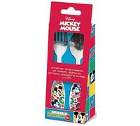 Set de 2 couverts Disney Mickey Mouse en acier inoxydable rouge à bouts arrondis pour enfants