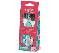 Tataway Set de 2 couverts Disney Minnie en acier inoxydable rose pour fille à bouts arrondis