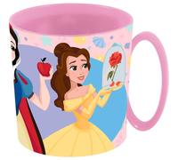 Tataway Mug en plastique rose Disney Princess Jasmine Rapunzel Snow White Belle pour filles 350 ml, adapté au micro-ondes