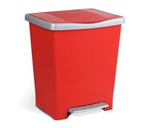 TATAY Poubelle Cuisine avec Pédale Millenium 21L - Finition Mate - Intérieur et Extérieur - Pour Sacs de 20 à 30L - Plastique Résistant Sans BPA - 33,5x30x39 cm, Rouge