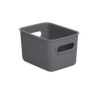 TATAY Panier de Rangement Rectangulaire Baobab, Capacité 1.5 L, Polypropylène, Sans BPA, Gris Anthracite. Mesure 12,5 x 16,4 x 10 cm