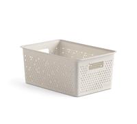 TATAY Bohol Boîte de rangement rectangulaire 4 l, en polypropylène, sans BPA, plastique 100% recyclé, beige Ecohome. Dimensions : 17 x 27 x 11,5 cm