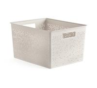 TATAY Bohol Boîte de rangement rectangulaire en polypropylène sans BPA 100 % plastique recyclé Beige 30 x 39 x 21,5 cm 20 l