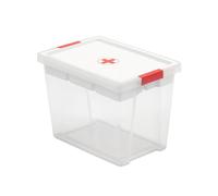 TATAY Boîte à Pharmacie 15L | Boite de Rangement avec Couvercle + Plateau 5 Compartiments | Couvercle à Charnière | Poignées Ergonomiques | Plastique Recyclé Sans BPA | 25x36x26 cm, Blanc