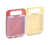 TATAY Boite a Sandwich Fresh | Lot de 2 | Design Compact, Réutilisable, Fermeture à Clip | Compatible Congélateur, Micro-ondes et Lave-vaisselle | Sans BPA | 14 x 4 x 18 cm, Jaune et Rouge Canneberge